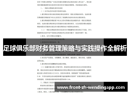 足球俱乐部财务管理策略与实践操作全解析 足球俱乐部财务管理策略与实践操作全解析